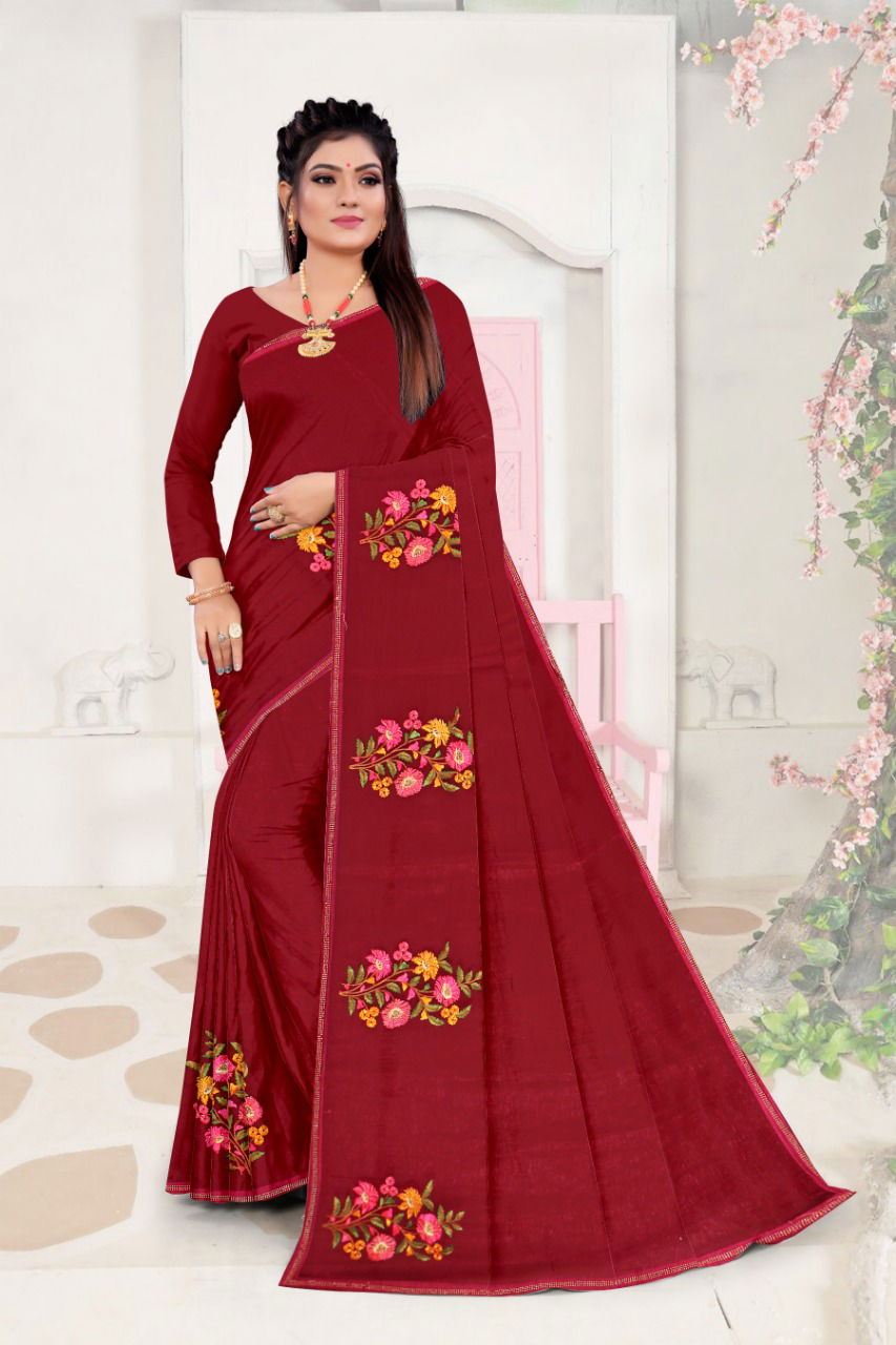Shanaya Activa Fancy Designer Regular Waer Embroidery Work Chiffon Saree Collection